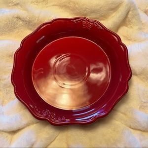 Like new unused 10 inch round red baking serving dish stoneware